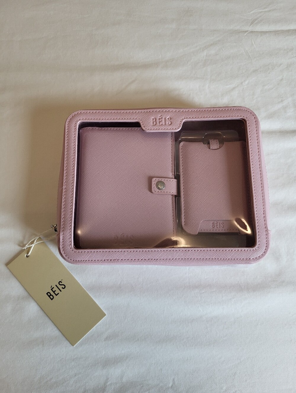 BEIS Luggage Tag, Passport Cover & Travel Bag (Atlas Pink)